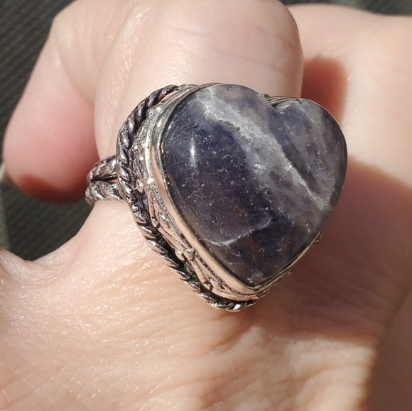 New Heart Shaped Iolite in Sunstone 925 Silver Ring. - Picture 9 of 15